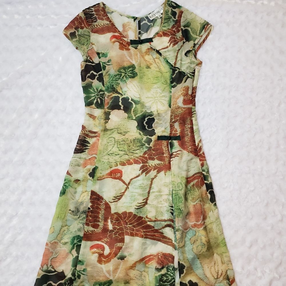 Keyingyi small elegant sheer dress overlay high split